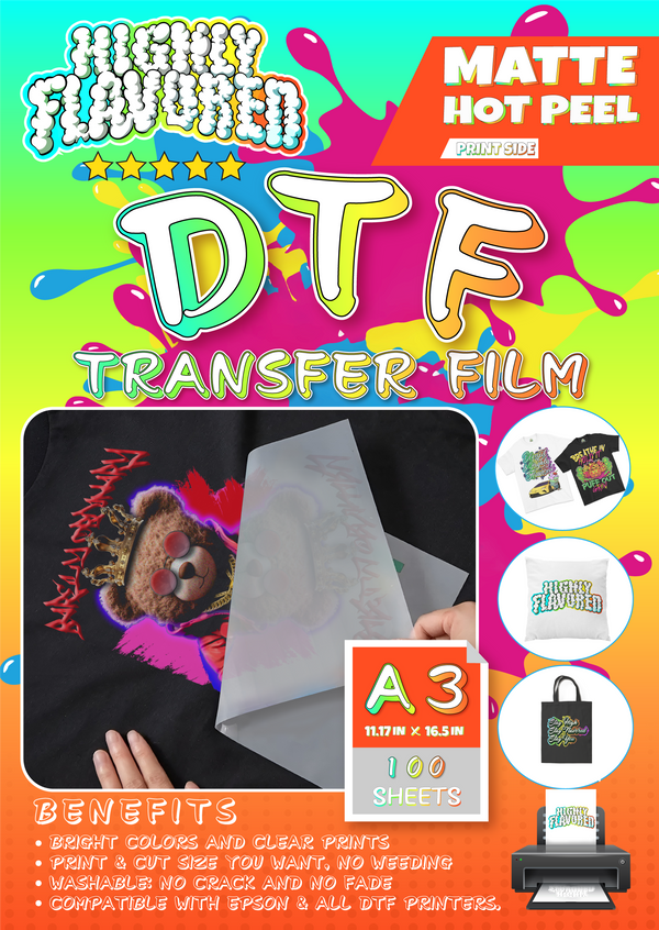 DTF Transfer Film A3 (11.7 x 16.5) 100 Sheets - Hot Peel