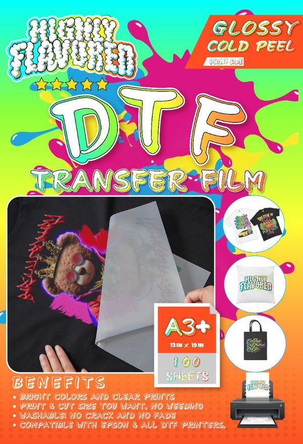 13 x 19 DTF Transfer Film Double Sided, Hot Peel - 100 Sheets/pack